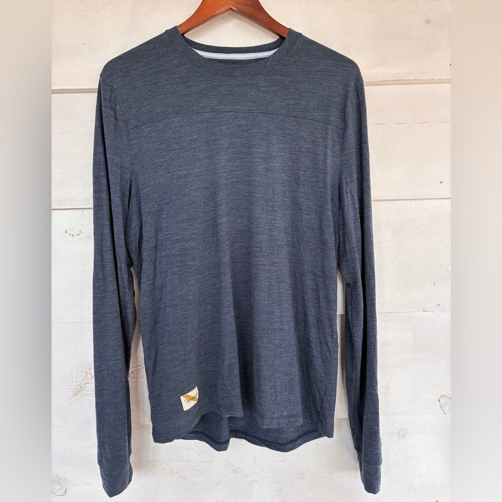 Tracksmith Harrier Men's Long Sleeve T Shirt Size Large Navy Blue